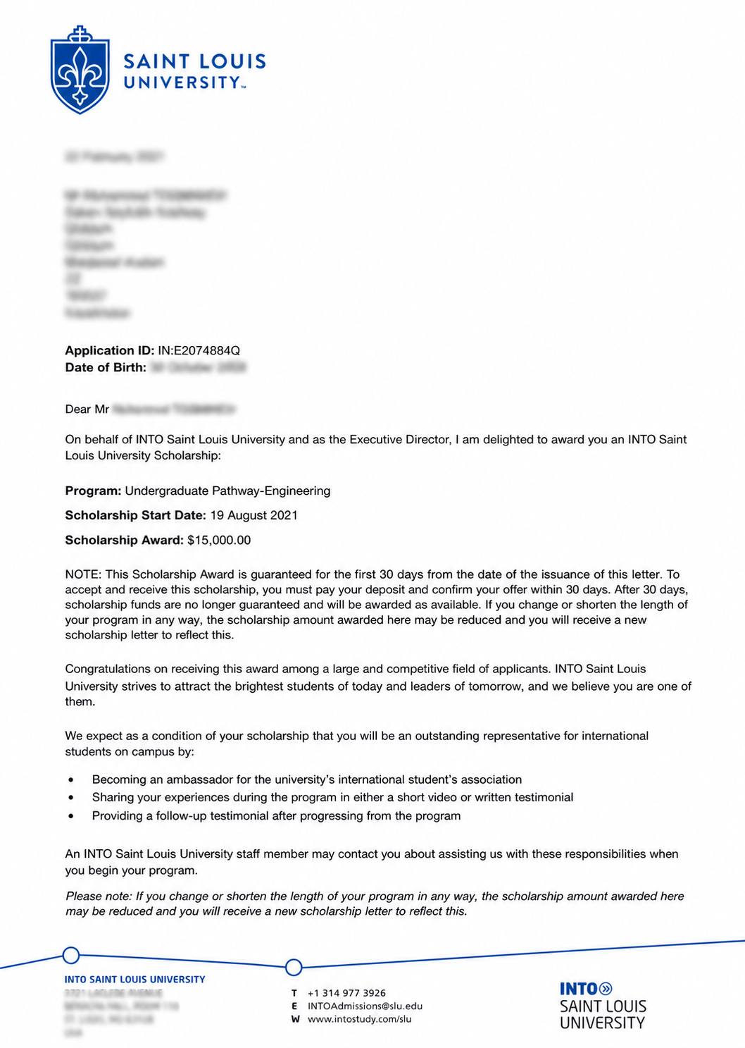 University offer letter 6