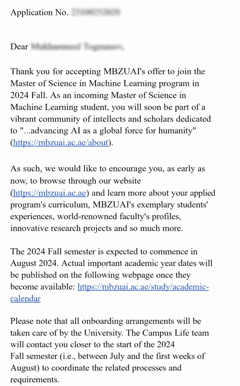 University offer letter 7